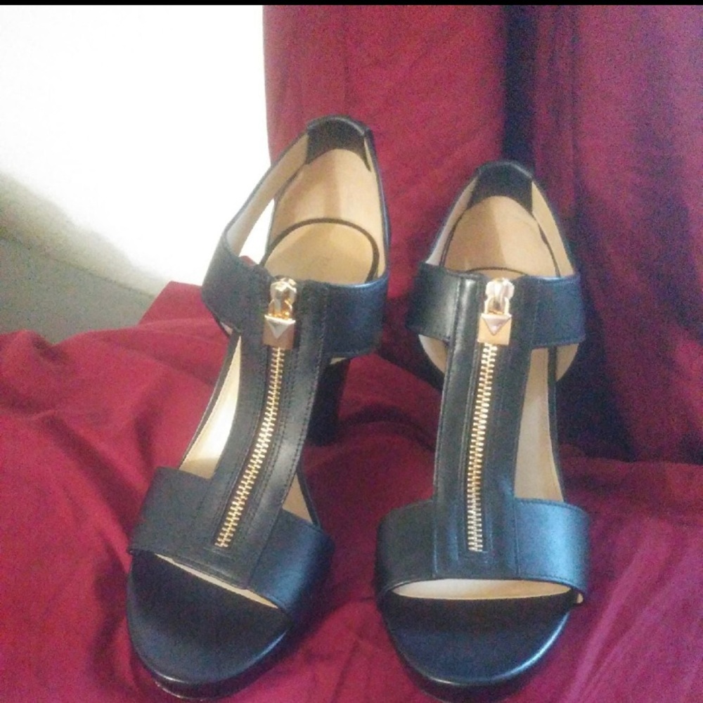 Michael Kors Black Heels with Gold Accents